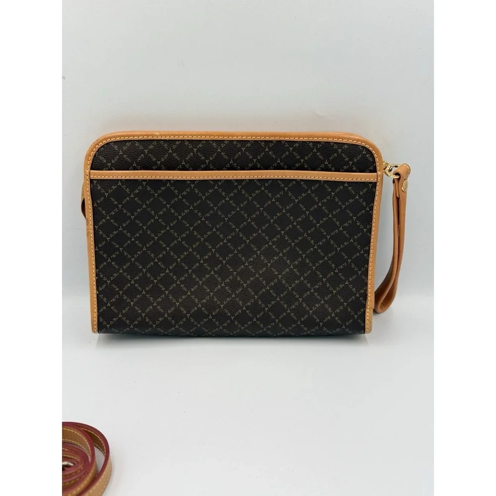 La Tour Eiffel 1887 Crossbody Wristlet Bag Monogram Brown Tan Genuine Leather